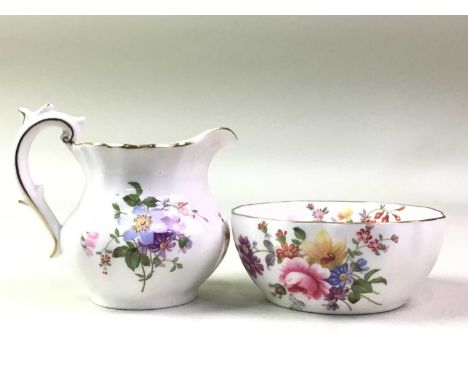 ROYAL CROWN DERBY, SUGAR BOWL AND CREAM JUG decorated with 'Posies' pattern, along with four Coalport coffee cans and four sa