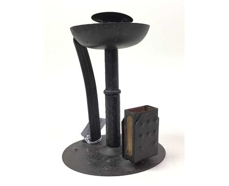 ARTS & CRAFTS CANDLESTICK, ALONG WITH OTHER ITEMS  including a Meccano oil can and Russian dollscandlestick 19cm high