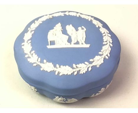 GROUP OF WEDGWOOD JASPERWARE, including vases and lidded trinket dishes the larger 15cm high
