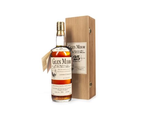 GLEN MHOR 25 YEARS OLD Single Malt Scotch Whisky Matured in cask no. 1970 1164/1166, bottle no. 54 of 1926. 70cl, 45% volume,