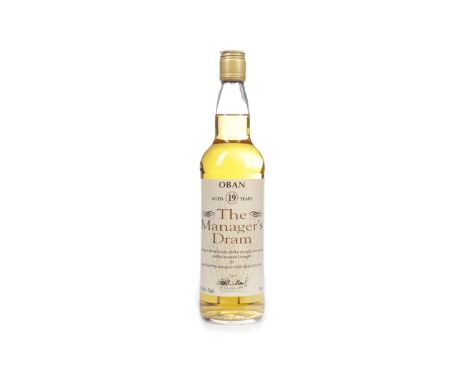 OBAN MANAGERS DRAM AGED 19 YEARS Single Malt Scotch Whisky Matured in a refill cask, signed December 1995. 70cl, 59.8% volume