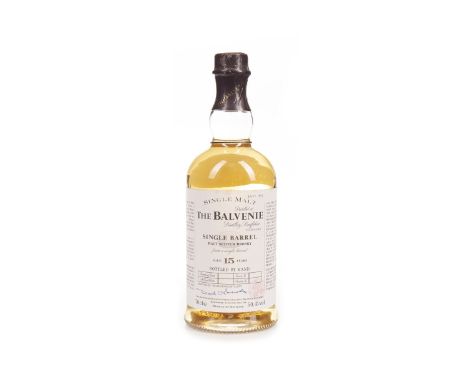 BALVENIE SINGLE BARREL AGED 15 YEARS Single Malt Scotch Whisky Cask details faded from label. 70cl, 50.4% volume.