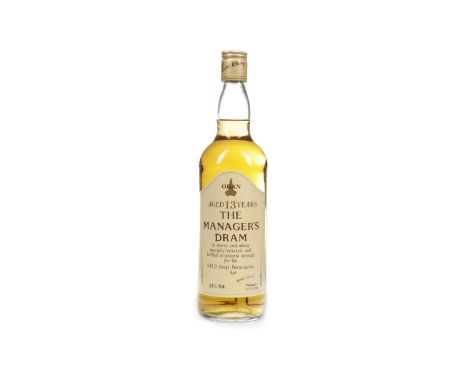 OBAN THE MANAGERS DRAM AGED 13 YEARS Single Malt Scotch Whisky Matured in sherry casks, signed on 17 November 1990. 750ml, 62