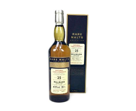 MILLBURN 1975 RARE MALTS AGED 25 YEARS Single Malt Scotch Whisky Bottled October 2001, bottle no. 3610. 70cl, 61.9% volume, i