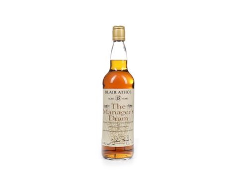 BLAIR ATHOL MANAGERS DRAM AGED 15 YEARS Single Malt Scotch Whisky Sherry cask matured, signed December 1996. 70cl, 59.4% volu