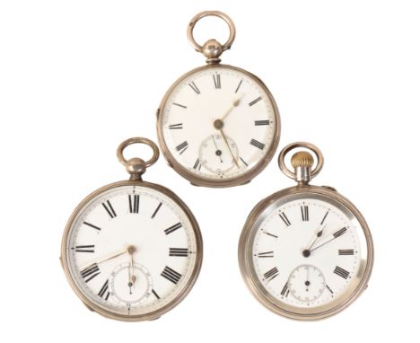 ARTHUR REYNOLDSON OF SALISBURY OPEN FACE SILVER GENTLEMAN'S POCKET WATCH, with keyless wind movement, white enamel dial, blac