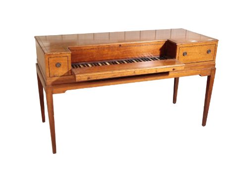 A GEORGE III MAHOGANY SQUARE PIANO, late 18th century, with a painted satinwood panel inscribed William Rolfe number 112 Chea