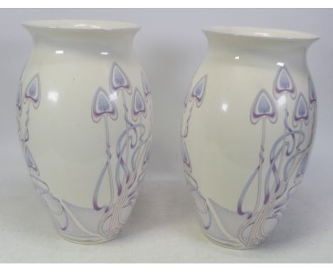 Masons, Pair of Art Nouveau Serene Vases. Height: 26cm (2)