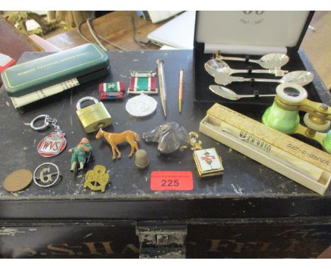 A Victorian deed box from the cargo ship SS Hart Fell painted in gold letters to the front, together with a pair of green Asp