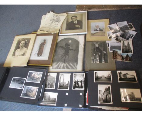 Vintage ephemera and photographs, together with an Artist's proof 'The Scarecrow' by Janet Thorndike, a limited edition print