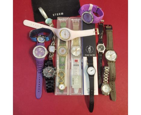 A collection of Swatch wristwatches and others to include Swatch Atlanta 1996, Storm, Timex and Sekonda 