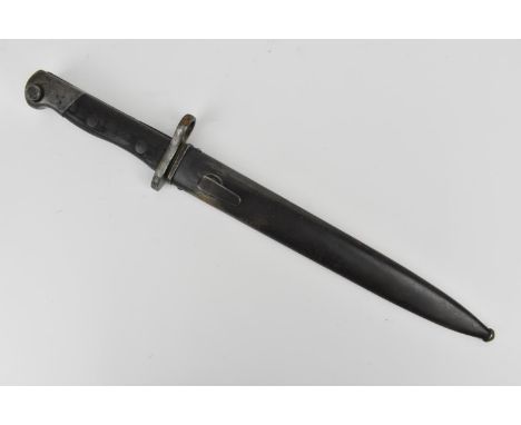 An early 20th century Siamese (Thailand) Mauser bayonet, type 45, with original metal scabbard, the blade with Thai script re
