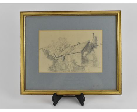 Bertram Nicholls (1883-1974) Britishpencil sketch of a cottage in the British country side, within a glazed giltwood frame, 1