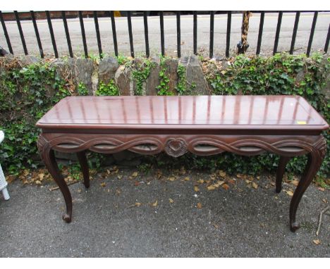 A mixed lot of furniture to include a mahogany sofa table on knee carved cabriole legs, 72 x 144 x 41.5cm, an early 20th cent