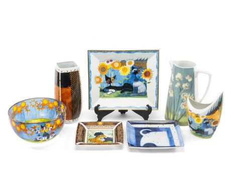 COLLECTION OF ROYAL WORCESTER & GOEBEL PORCELAIN/GLASSWARE including, Royal Worcester 'Little Daffs' Flower Jug by Nel Whatmo