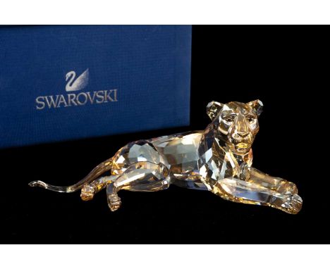 SWAROVSKI CRYSTAL 2016 LION MOTHER, model no. 5135895, light brown crystal, approx. 7 (h) x 18cms (w)Provenance: donated and 