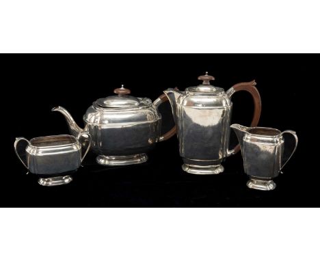 GEORGE VI MATCHED FOUR PIECE SILVER TEA SERVICE, Chester 1937 and 1938, comprising teapot, water jug, cream jug, sucrier, wt.