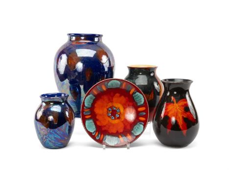 COLLECTION OF POOLE POTTERY including, 'Volcano' plate, 26cms (dia.), large 'Cosmic' Roman vase, 36cms (h), medium classic 'C