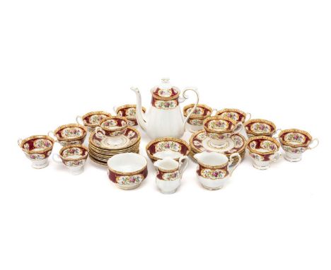 ROYAL ALBERT 'LADY HAMILTON' PATTERN BONE CHINA SERVICE, comprising coffee pot, 10 tea cups, 2 coffee cups, 10 saucers, 2 jug