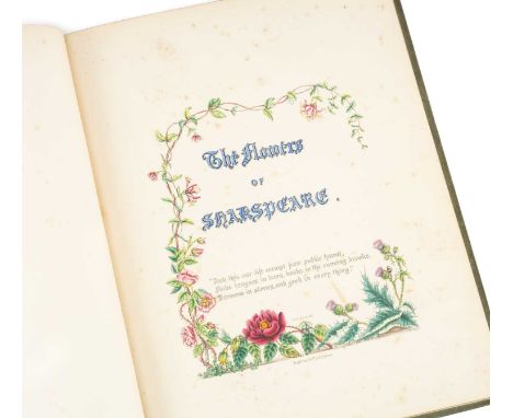 GIRAUD (JANE ELIZABETH) The Flowers of Shakespeare, original embossed green cloth gilt, with lithograph dedication to the art