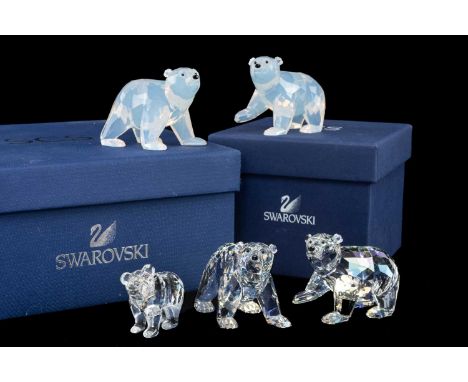 COLLECTION OF SWAROVSKI CRYSTAL including, pair of white opal companion Bear Cubs, model no.1080774, approx 5.5cm (h), pair o