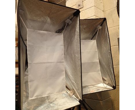 Two large photo set photographic studio lights and tripods. Not available for in-house P&P, contact Paul O'Hea at Mailboxes o