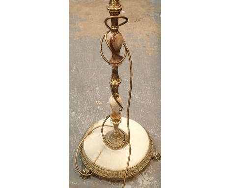 Mid 20th century onyx and brass standard lamp. Not available for in-house P&P, contact Paul O'Hea at Mailboxes on 01925 65913