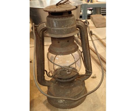 Antique French hurricane lamp. Not available for in-house P&amp;P, contact Paul O'Hea at Mailboxes on 01925 659133 