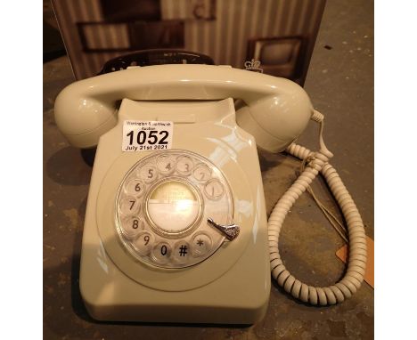 Ivory, GPO746 retro rotary telephone replica of the 1970s classic compatible with modern telephone banking and any standard a