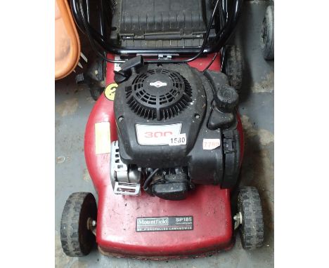 Mountfield SP185 Briggs and Stratton petrol engine garden lawn mower. Not available for in-house P&amp;P, contact Paul O'Hea 