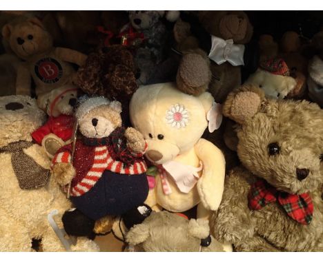 Shelf of mixed make teddy bears. Not available for in-house P&amp;P, contact Paul O'Hea at Mailboxes on 01925 659133 