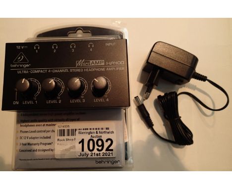 Behringer HA400 ultra compact microamp headphone amp system. P&amp;P Group 1 (£14+VAT for the first lot and £1+VAT for subseq