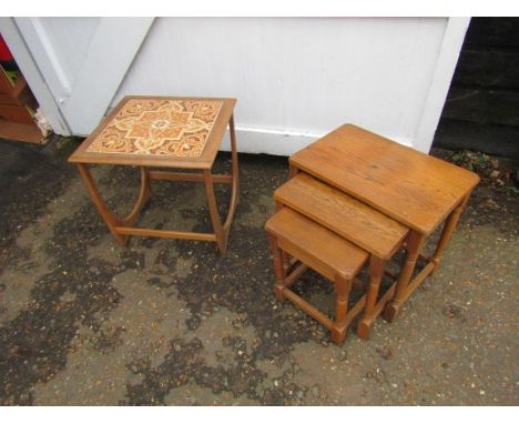 G-Plan tile topped side table and unnamed nest of tables 