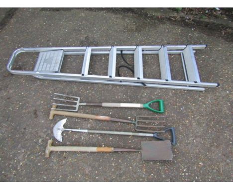 Alloy step ladder and garden tools including forks