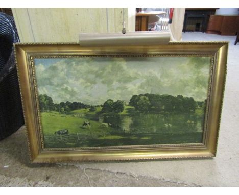 Framed picture with light 63cm x 104cm approx