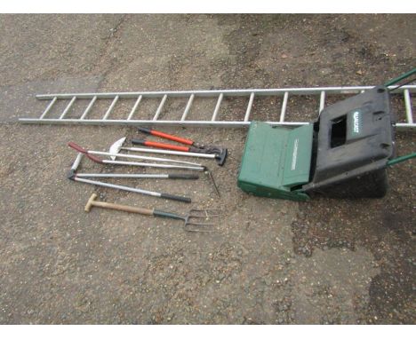 Alloy ladder, Qualcast electric scarifier and garden tools