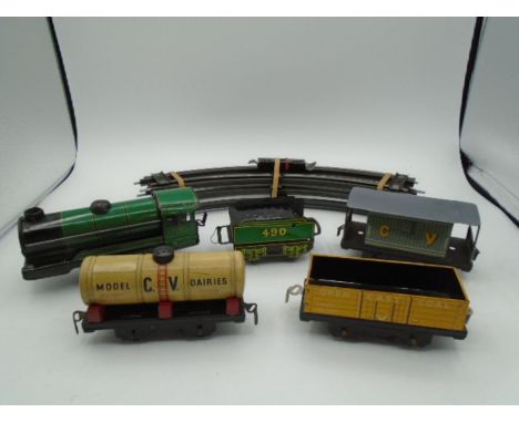 0 Gauge Mettoy/Brimtoy clockwork goods train set