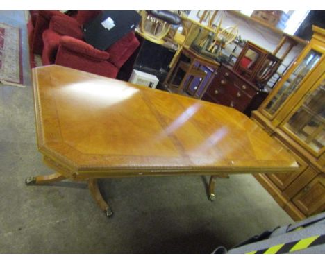 Large veneered extending double pedestal dining table with Lions paw feet H77cm TOP 113cm x 170CM (250cm when extended) appro