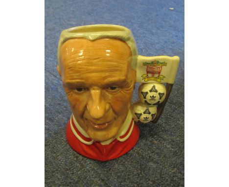 Liverpool FC Royal Doulton presentation mug, Head / Shoulders of Bill Shankley with 2x footballs as a handle 1892 - 1992. Lim