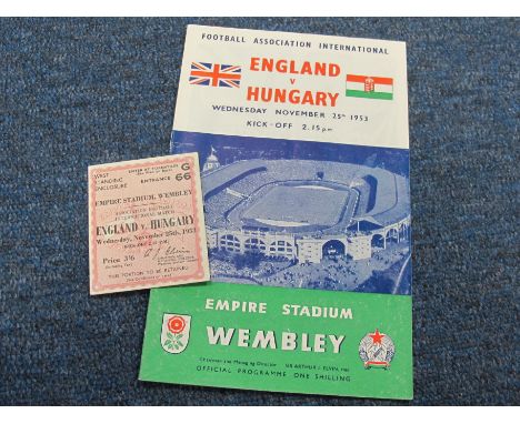 England v Hungary 25/11/1953 programme + ticket (2)