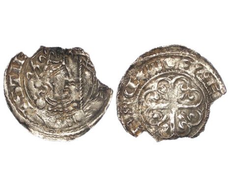 Stephen silver penny, Flag Type with 8 ornaments, given to York c.1150, no star at right, roundel at back of head, larger rou