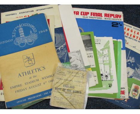 Sports programmes inc Football, and 1948 Olympic Games (noted Olympic Football Final at Wembley 1948), and England v Rest of 