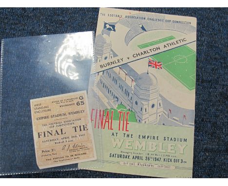 FA Cup Final Programme & Ticket for 26th April 1947 Burnley v Charlton (2)