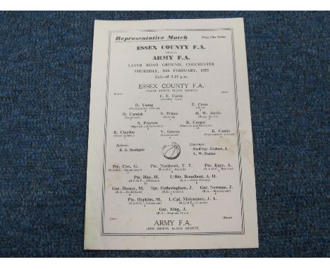 Representative Match at Layer Rd Colchester Essex County FA v Army FA 26 Feb 1953, Army inc Hopkins Spurs, Fotheringham Arsen