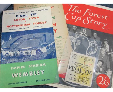 FA Cup Final package for 1959 Final Notts Forest v Luton, includes Programme, Ticket, British Rail 8 page special Trips for F