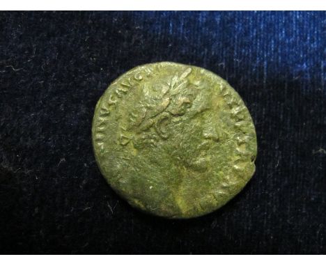 Antoninus Pius as possibly struck at a British Mint, 154-155 A.D. reverse:- Britannia seated on rock, left, in attitude of de