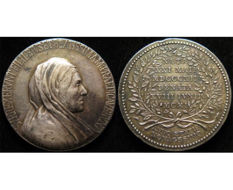 Memorial Medal, silver d.42.5mm, known as the 'memorial medal for Fran Carol Marshall' (whom we cannot trace): SVRREXERVNT. F