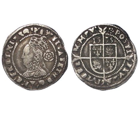 Elizabeth I silver threepence, Third and Fourth Issue [1561-1577] mm. Eglantine [1573-1578] and dated 1575, bust exhibits ear