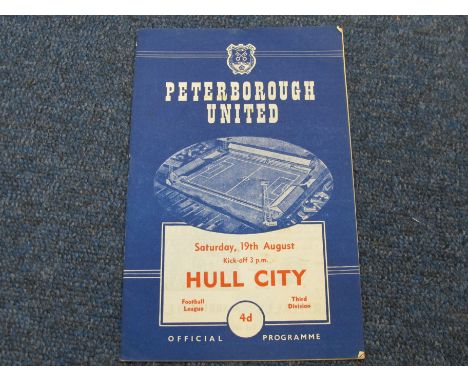 Peterborough v Hull City first game in 3rd Div played 19/8/1961 with Rare ticket (2)