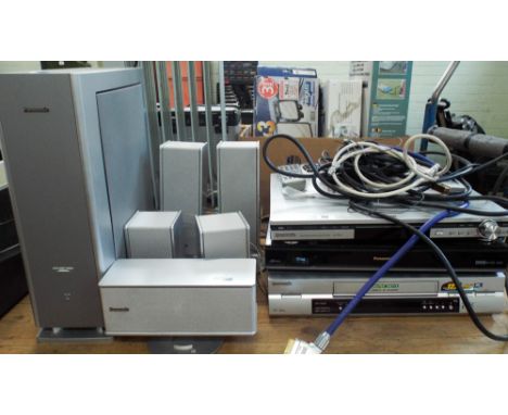 Panasonic super drive VHS recorder, a Panasonic Freeview plus HDDVB and a Panasonic surround sound system